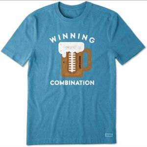 Life is Good Men’s Crusher Tee Winning Combination beer football t-shirt XXL 2X